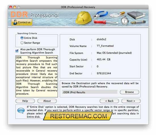 Screenshot of Restore Mac