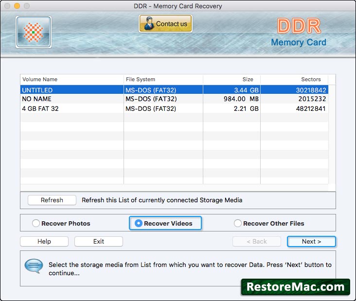 Mac Restore for Memory Card
