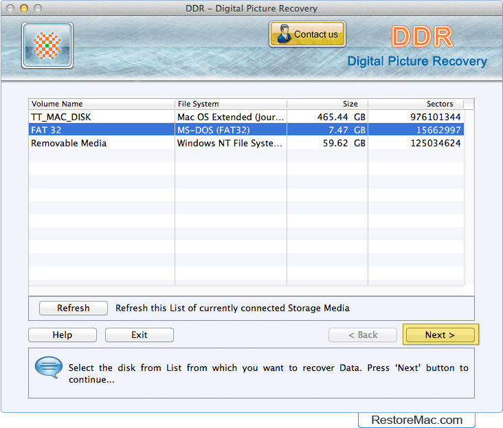 Select the storage media drive