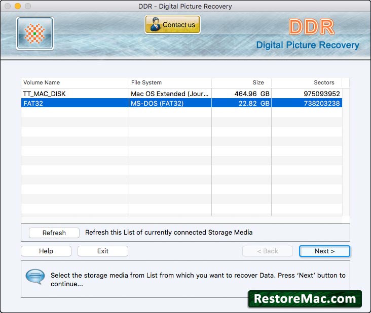 Select the storage media drive